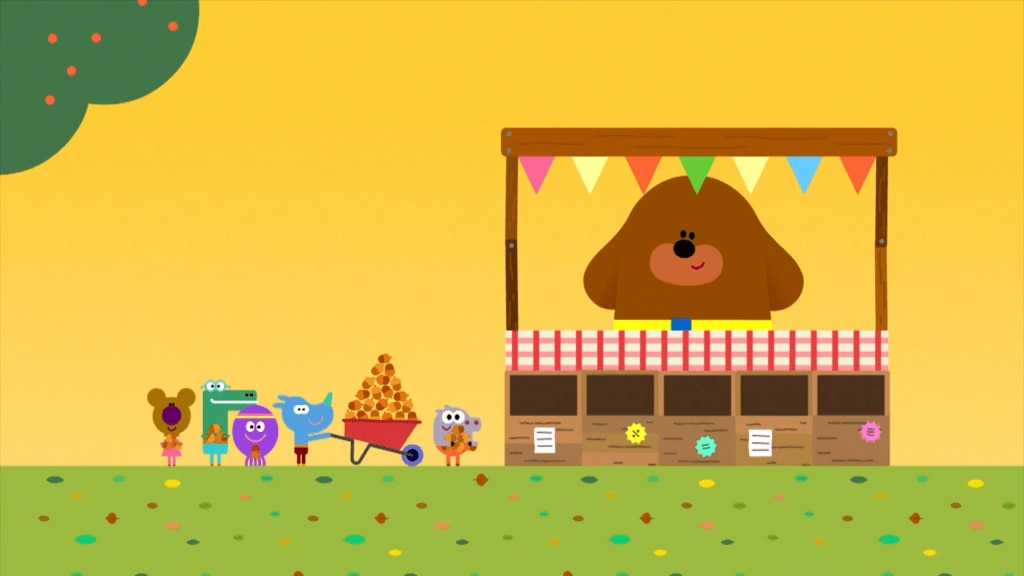 The Squirrels carry acorns to Duggee to get their Acorn Badges