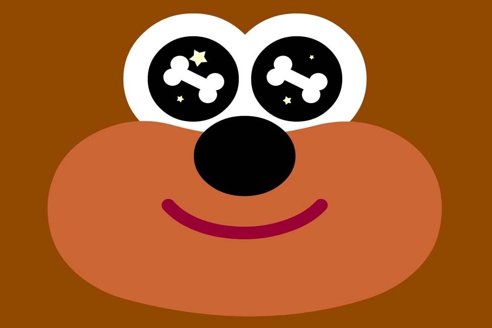 Hey Duggee Face with Bones in Eyes from Treasure Hunt Badge
