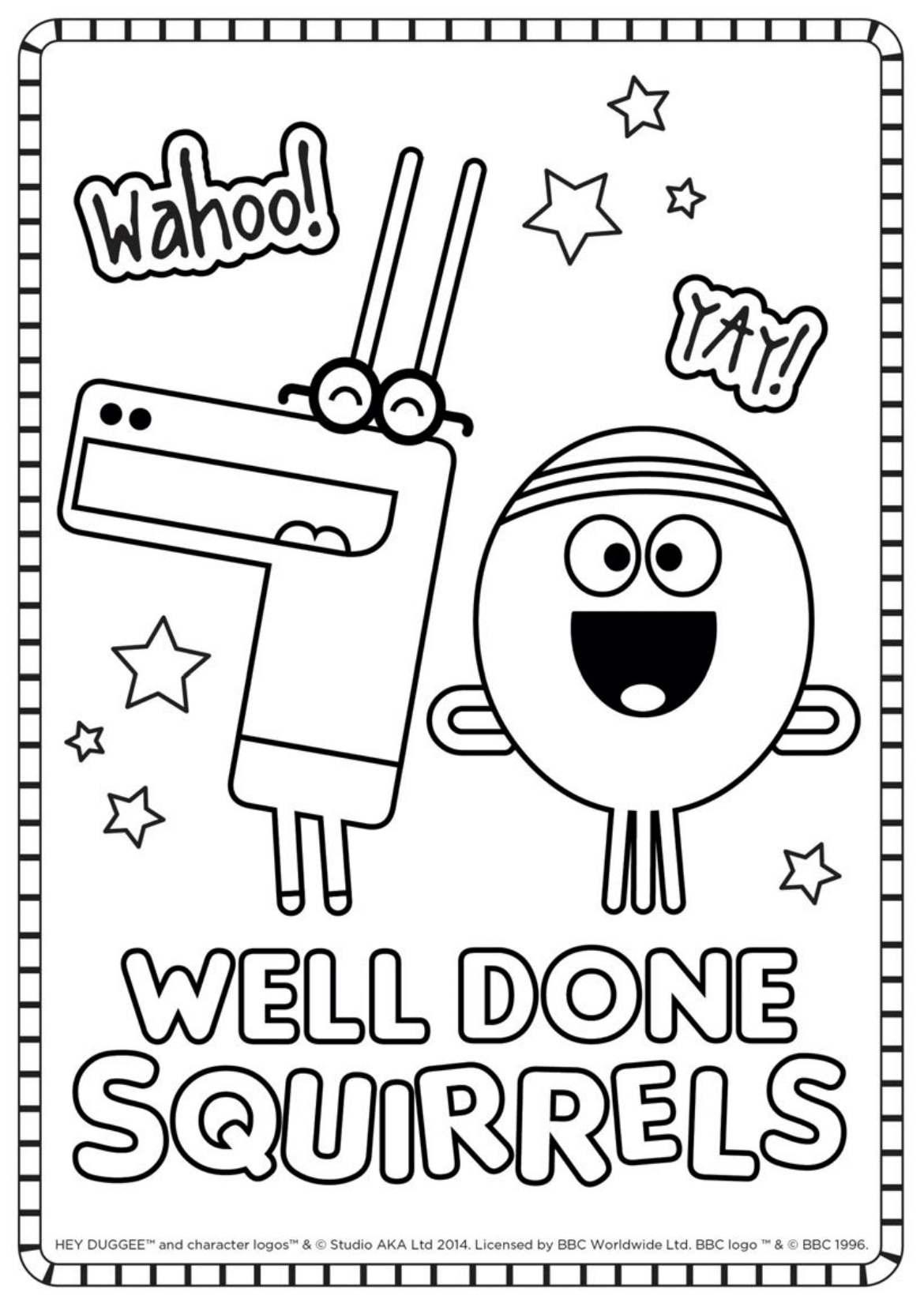 Well Done Squirrels Colouring Sheet