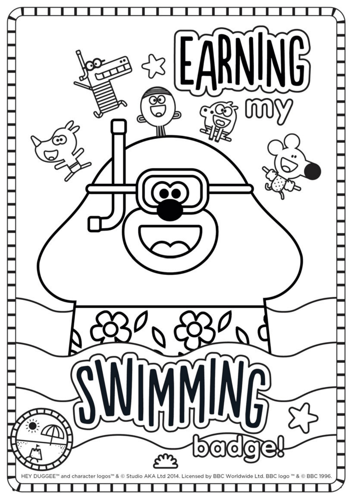 Swimming Badge Colouring Sheet