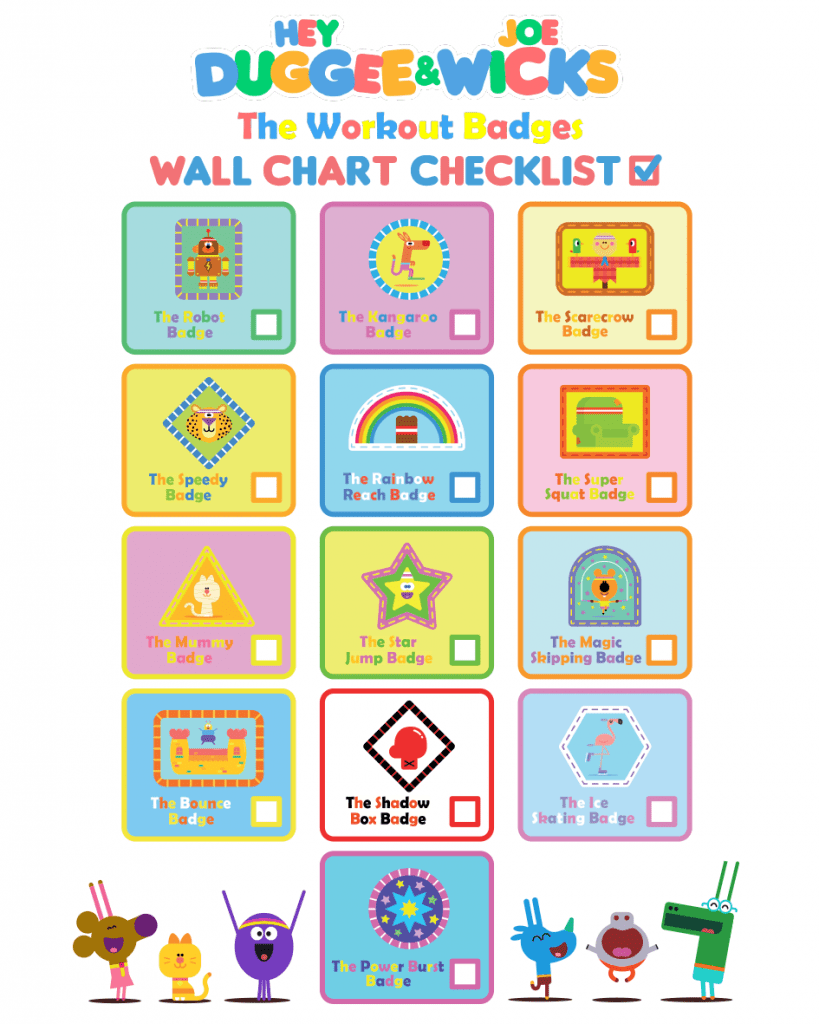 The Workout Badges Wall Chart Checklist Hey Duggee Official Website