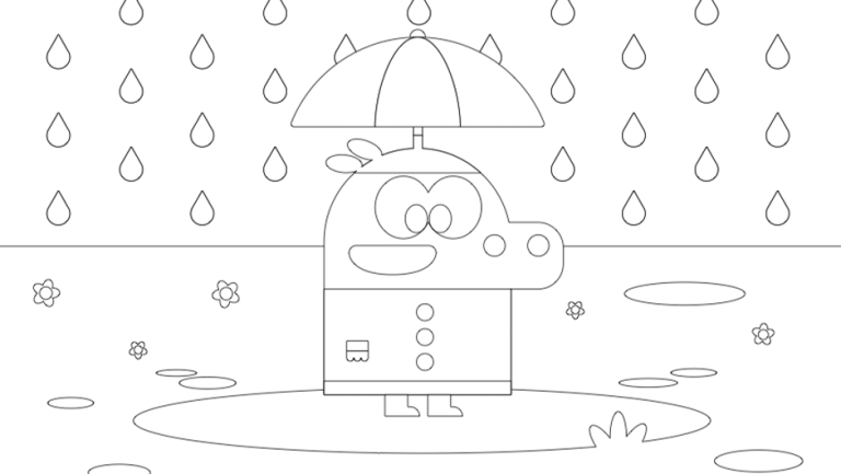 Colouring Roly Roly in the Rain Colouring Sheet - Hey Duggee Official Website