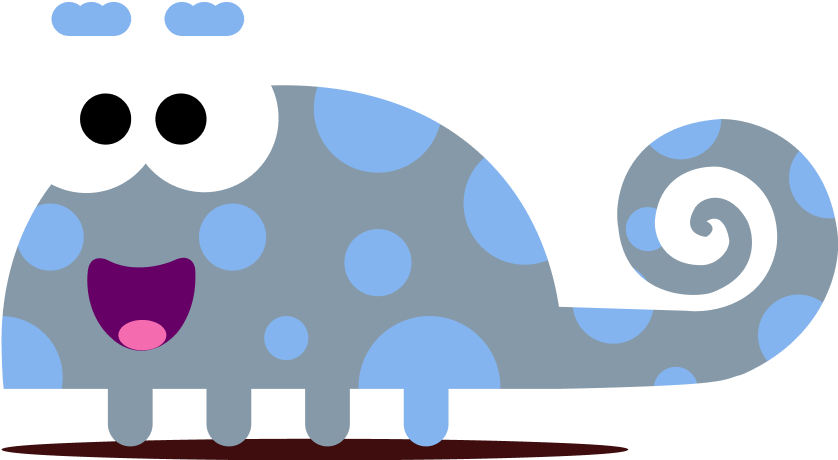 Cosey the chameleon standing looking happy