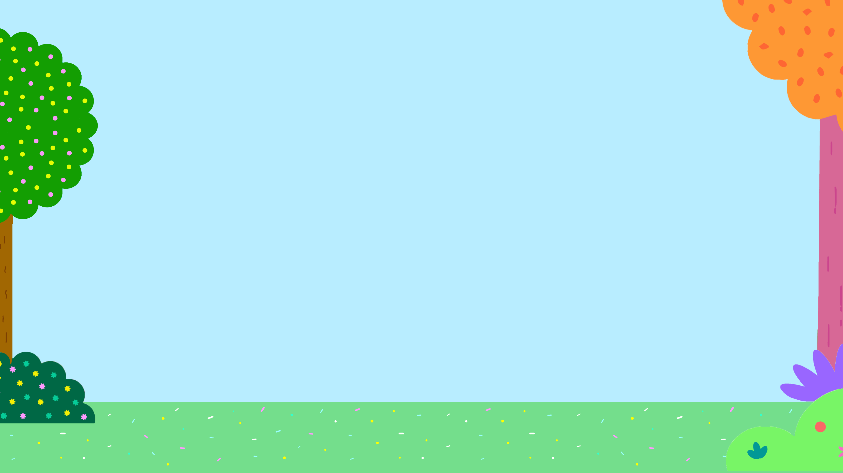 Jungle forest clearing with trees and grass