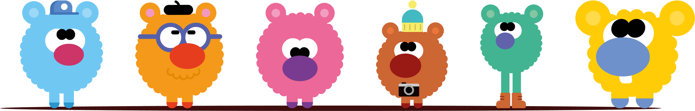 Scrufflelumps standing in a row