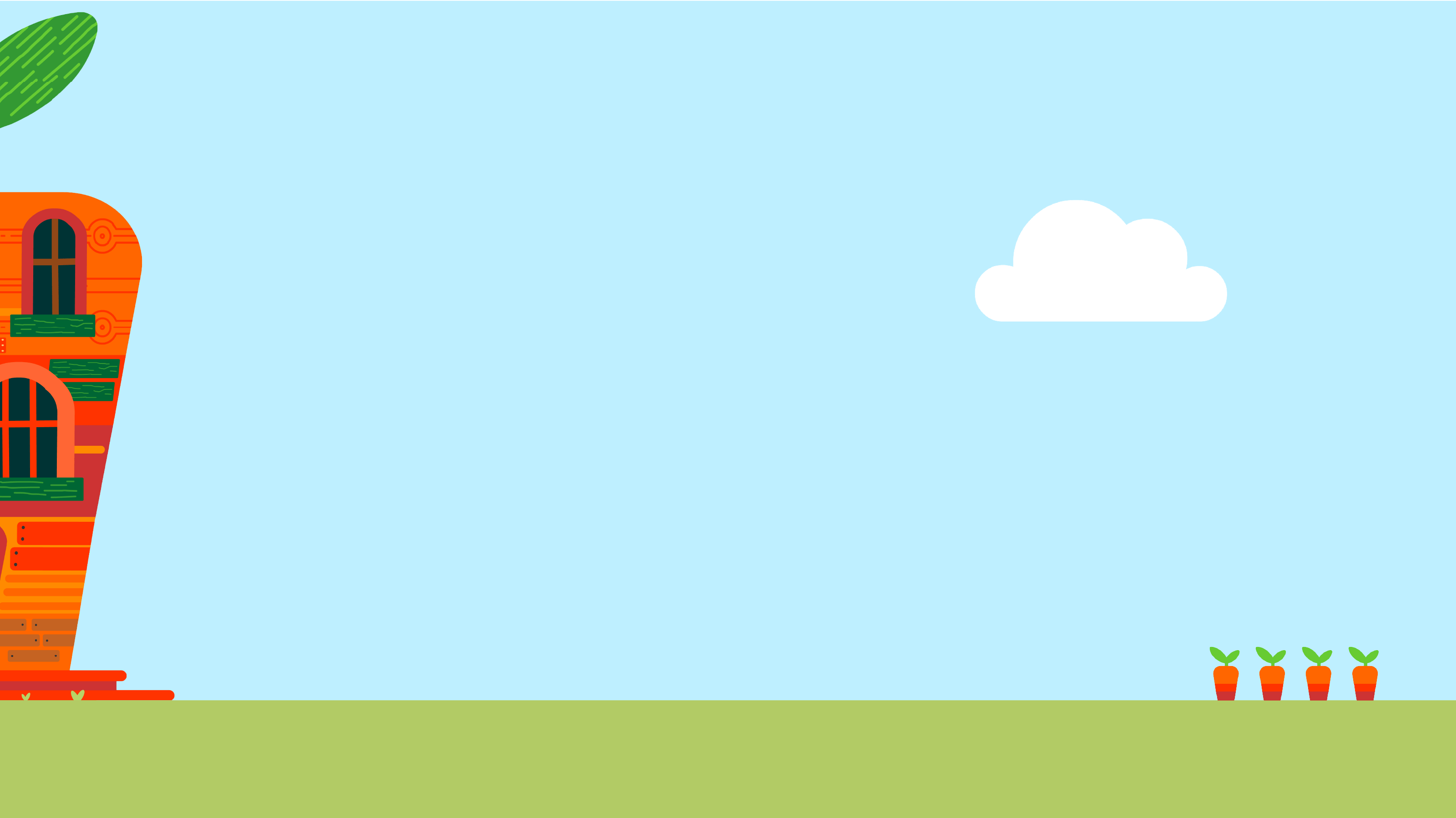 Carrot shaped house and grass