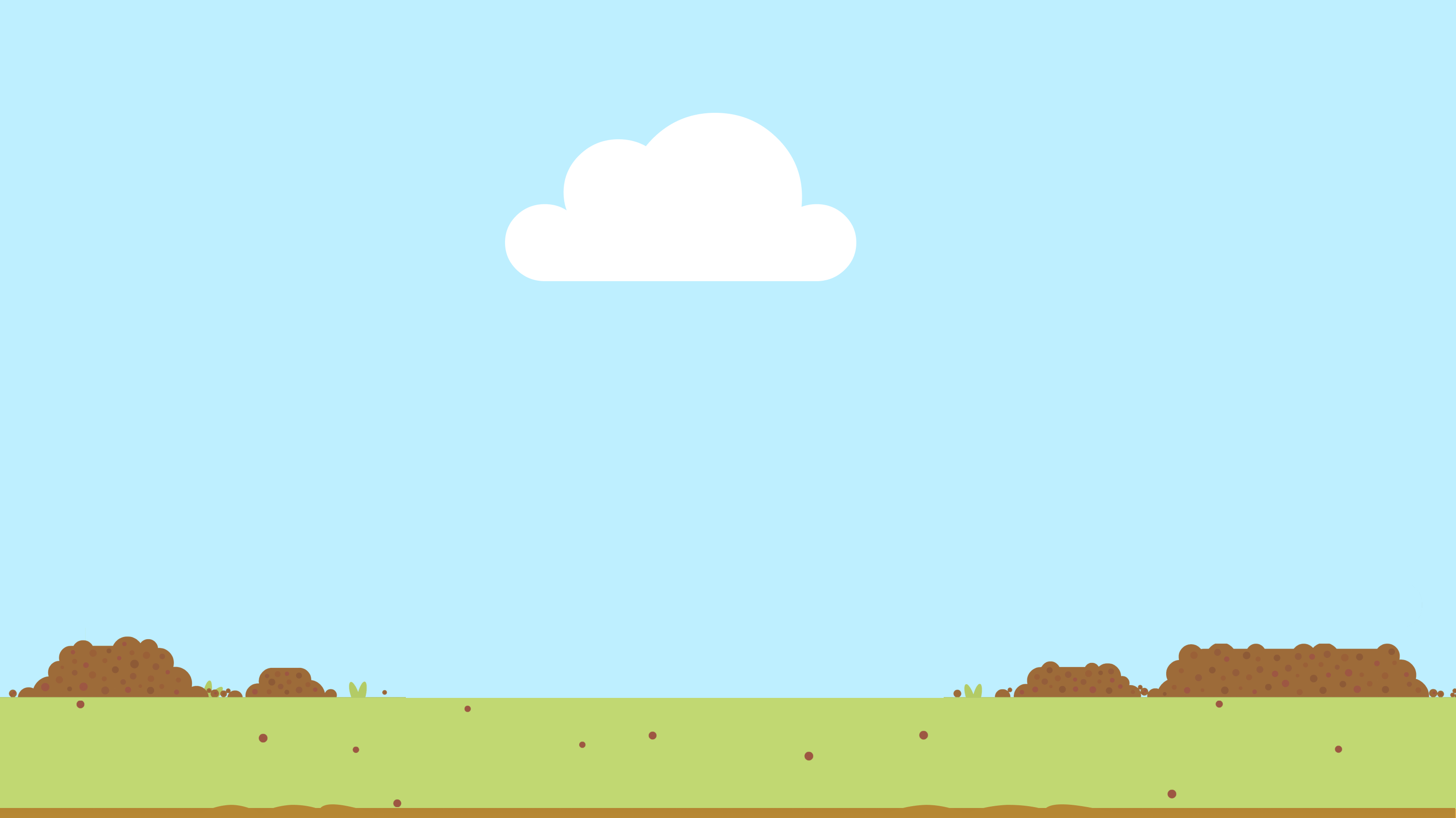 Grass with piles of earth